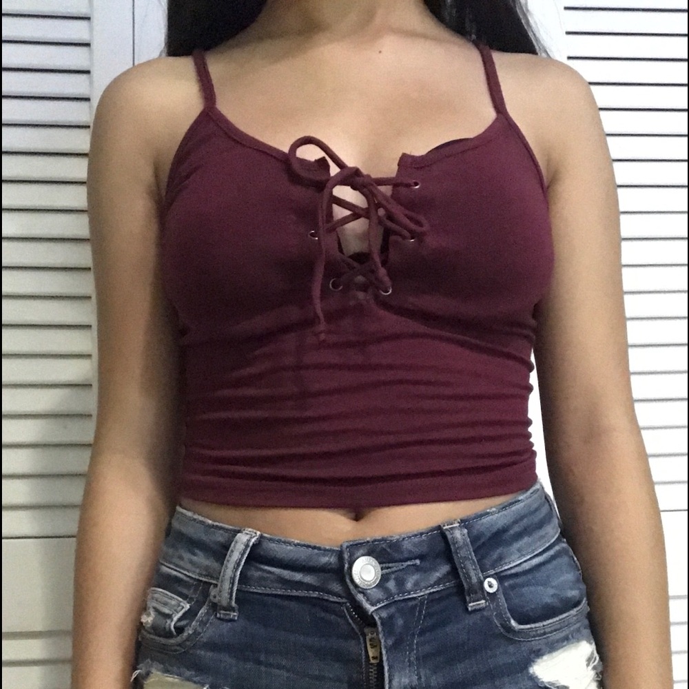 burgundy cropped cami